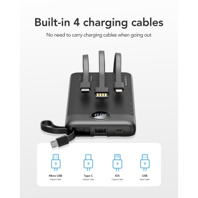 VEGER C10 VG-W1116 PowerBank 10000mAh with cables bulit-in