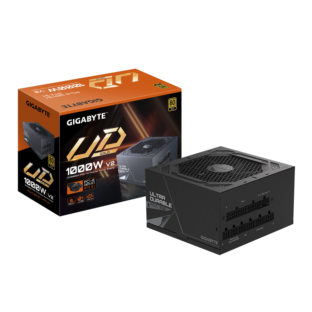 GIGABYTE UD1000GM PG5 V2 Fuente de Alimentación – PCIe Gen 5.1, 80 PLUS Gold, Diseño completamente modular, Ventilador de 120 m