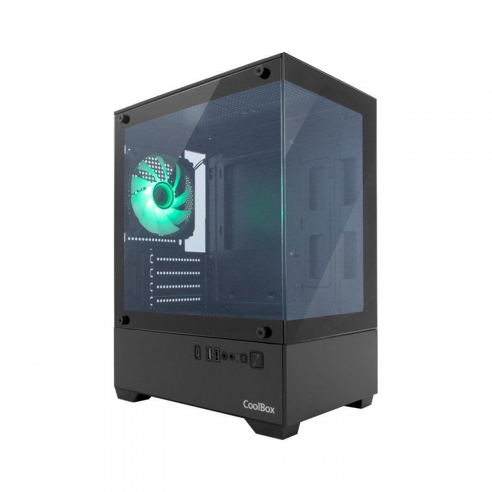 CoolBox Gaming Caja MATX GM200 Vision Lite Negra USB-C 3.2 Gen1 Sin Fte + 1 Vent. ARGB