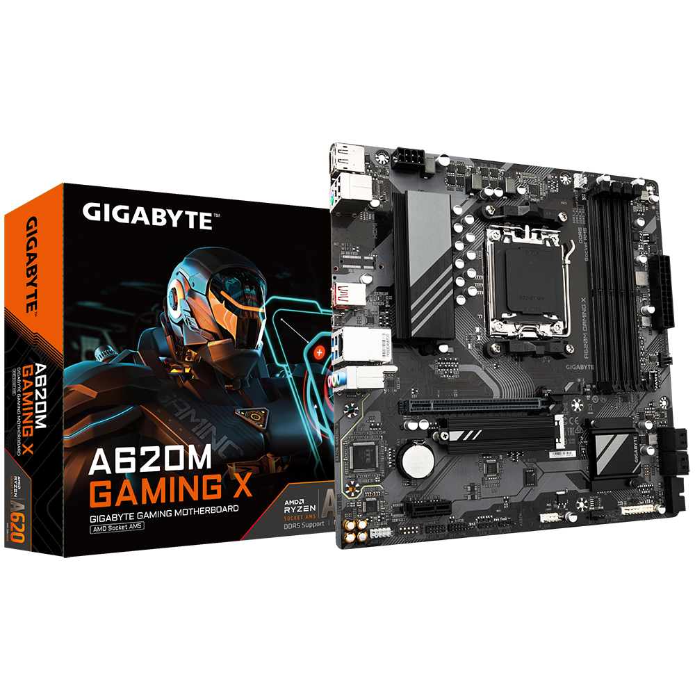 GIGABYTE A620M GAMING X Placa base - Soporta CPUs AMD Ryzen 8000, VRM digital de 8+2+1 fases, hasta 8000MHz DDR5 (OC), 1xPCIe 4