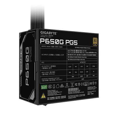 GIGABYTE P650G PCIE 5.1 Fuente de alimentación – PCIe 5.1, 80 PLUS Silver, ventilador de 120mm, compatible con ATX 3.1, enchufe