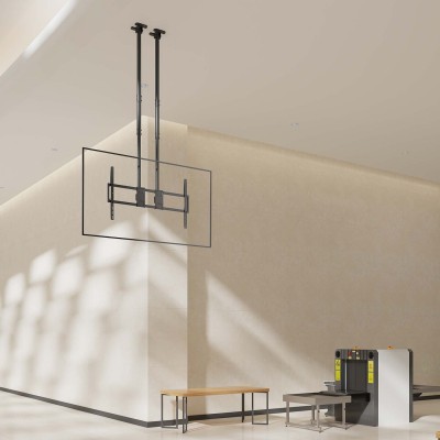 AISENS Soporte de Techo PRO Inclinable, Extensible y Nivelable para MonitorTV 120kg de 60-120, Negro