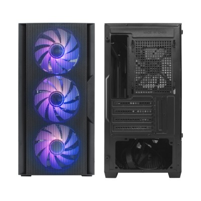 CoolBox Gaming caja MATX GM220 fusion negra mesh USB-C 3.2 gen1 sin fte+ 4 vent. ARGB