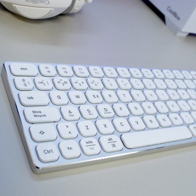 CoolBox TECLADO INALAMBRICO RETROILUMINADO MOONLIGHT KEY B431 USB-C+BT5.1+RF2.4G BLANCO DE ALUMINIO