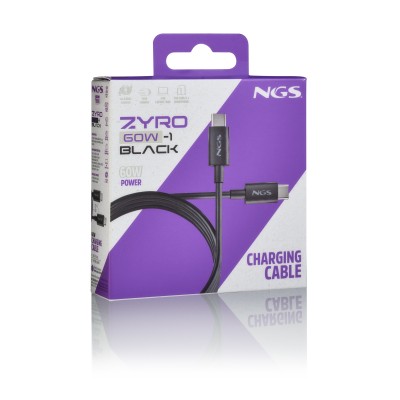 NGS ZYRO 60W-1 cable USB USB 2.0 1 m USB C Negro