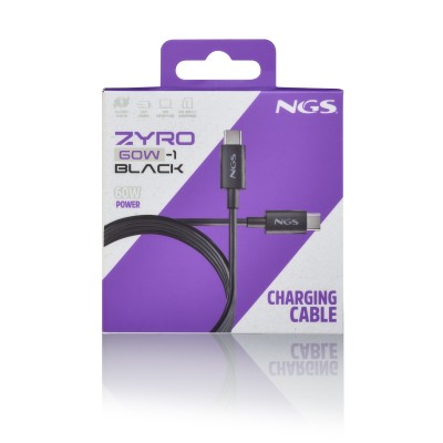 NGS ZYRO 60W-1 cable USB USB 2.0 1 m USB C Negro