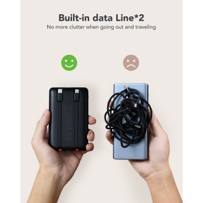 VEGER C11 VG-W1170 PowerBank 10000mAh smallest PD20W with cables bulit-in