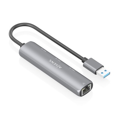 AISENS USB3.0 Dock USB-A A Ethernet Gigabit + Hub 1xUSB-C+2xUSB-A, Gris, 15cm