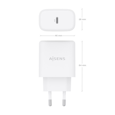 AISENS Cargador GaN 45W, 1xUSB-C PD3.0, Blanco