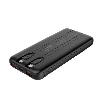 CoolBox POWERBANK DP10 10000MAH LCD+CABLES INTEGRADOS USB-C+LIGHTING NEGRO CARGA RAPIDA