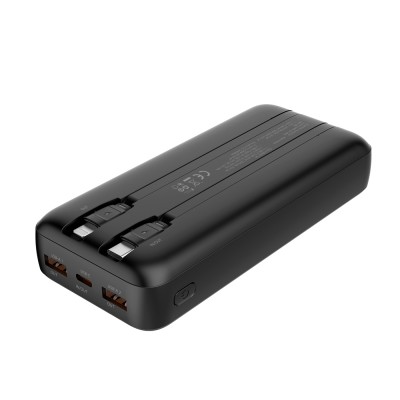 CoolBox POWERBANK DP20 20000MAH LCD+CABLES INTEGRADOS USB-C+LIGHTING NEGRO CARGA RAPIDA