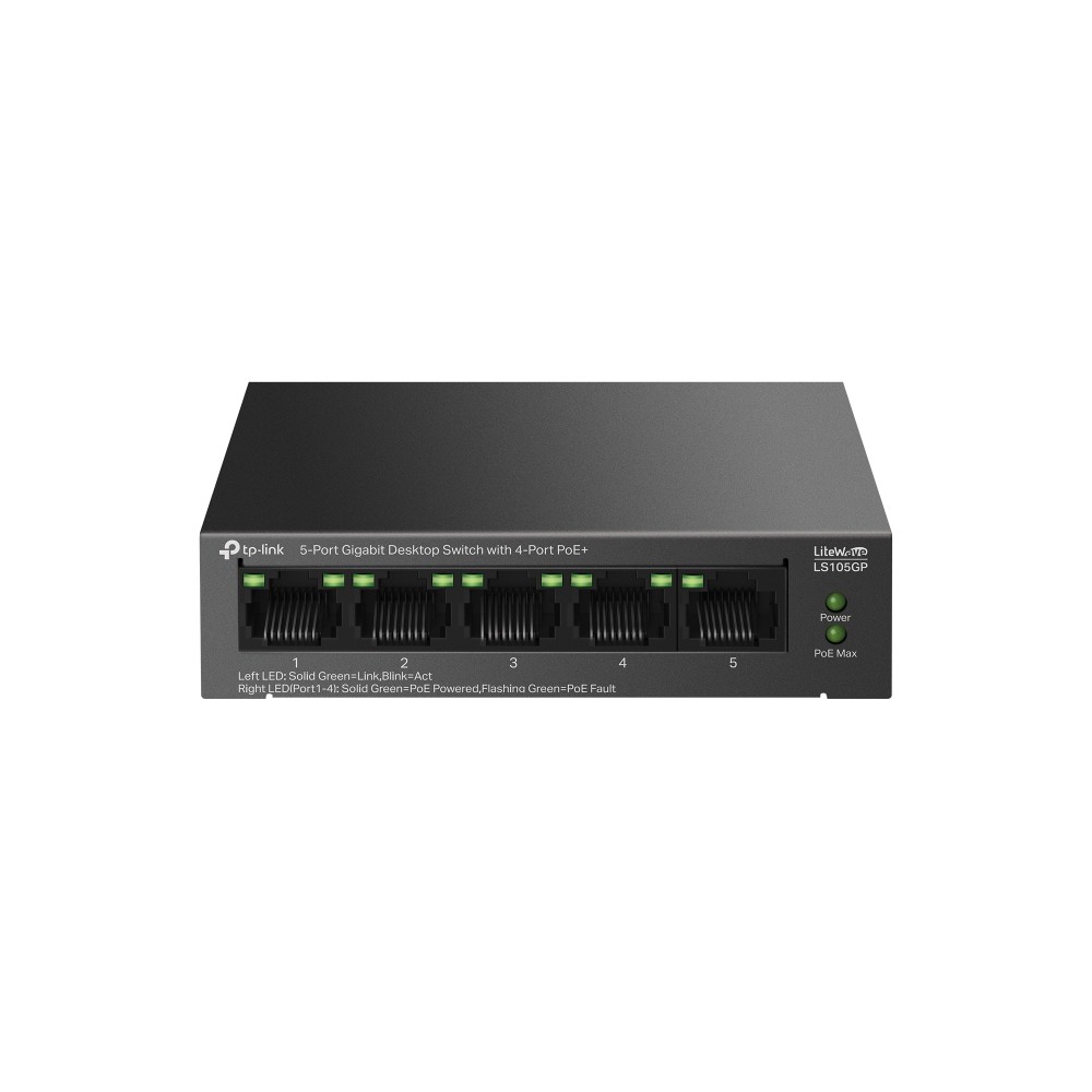 TP-Link LiteWave LS105GP switch No administrado Gigabit Ethernet (101001000) Energía sobre Ethernet (PoE) Negro