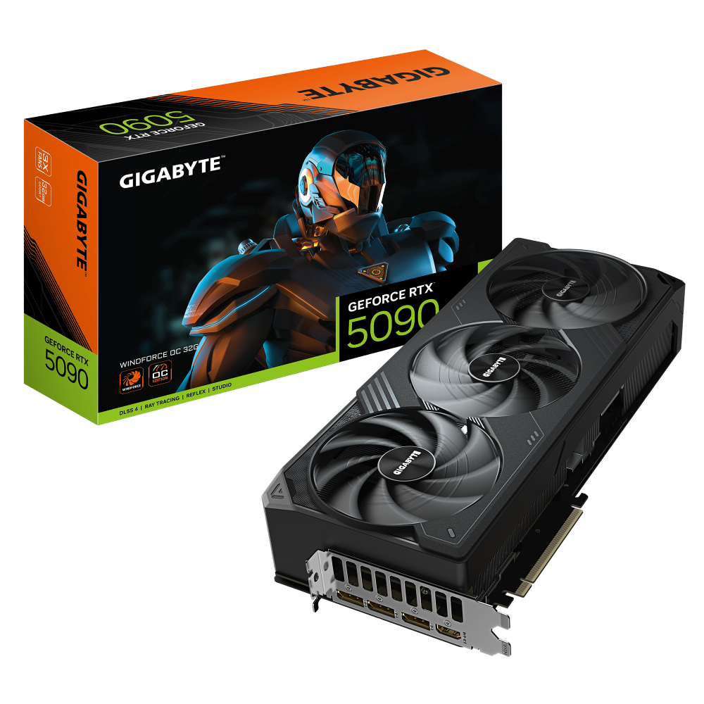 GIGABYTE GeForce RTX 5090 WINDFORCE OC 32G Tarjeta Gráfica - 32GB GDDR7, 512 bits, PCI-E 5.0, 2467MHz Frecuencia Base, 3 x DP 2