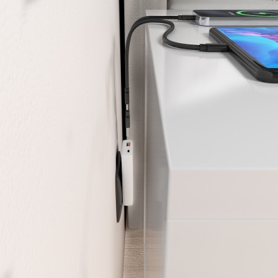 AISENS Cargador De Pared GaN Ultra Delgado 65W, 1xUSB-C PD3.0 QC4.0, 1xUSB-A QC3.0, Blanco