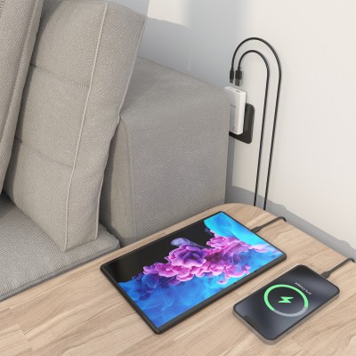 AISENS Cargador De Pared GaN Ultra Delgado 65W, 1xUSB-C PD3.0 QC4.0, 1xUSB-A QC3.0, Blanco