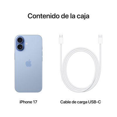 Apple iPhone 17 16 cm (6.3") SIM doble iOS 26 5G USB Tipo C 256 GB Azul