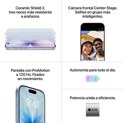 Apple iPhone 17 16 cm (6.3") SIM doble iOS 26 5G USB Tipo C 256 GB Salvia