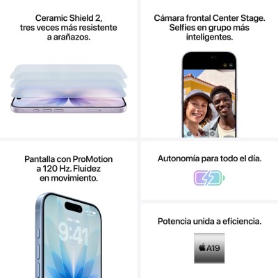 Apple iPhone 17 16 cm (6.3") SIM doble iOS 26 5G USB Tipo C 512 GB Negro