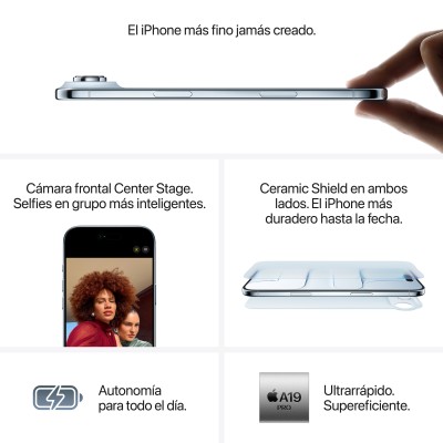 Apple iPhone Air 16,5 cm (6.5") SIM doble iOS 26 5G USB Tipo C 1 TB Oro