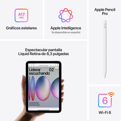 Apple iPad mini 7th gen 128 GB 21,1 cm (8.3") Wi-Fi 6E (802.11ax) iPadOS 18 Gris