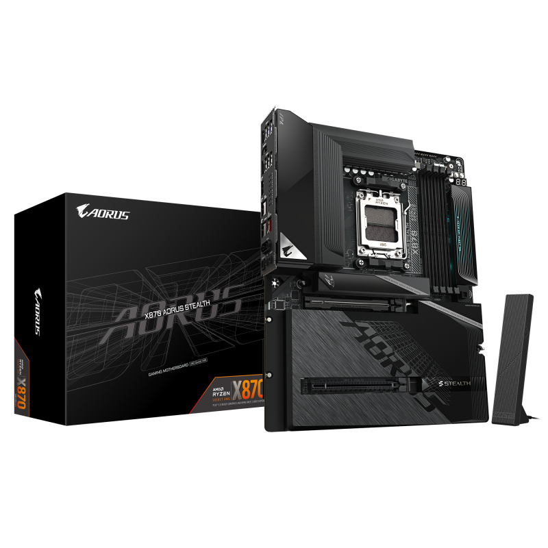 GIGABYTE X870 AORUS STEALTH Placa Base - Compatible con procesadores AMD Ryzen 9000, VRM digital de 16+2+2 fases, hasta 8200MHz