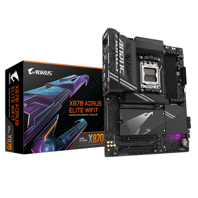 GIGABYTE X870 AORUS ELITE WIFI7 Placa Base - Compatible con CPUs AMD Ryzen 9000, 16+2+2 fases VRM, hasta 8000MHz DDR5 (OC), 3xP