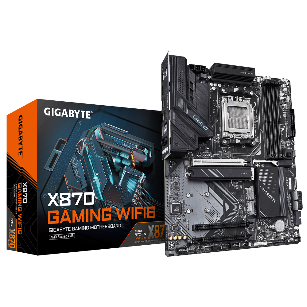 GIGABYTE X870 GAMING WIFI6 Placa Base - Compatible con CPUs AMD Ryzen 9000, 8+2+2 fases VRM, hasta 8000MHz DDR5 (OC), 1xPCIe 5.