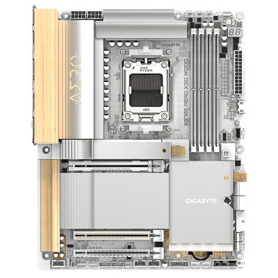 GIGABYTE X870E AERO X3D WOOD Placa Base - Compatible con procesadores AMD Ryzen 9000, VRM digital de 16+2+2 fases, hasta 9000Hz