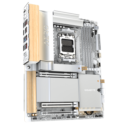 GIGABYTE X870E AERO X3D WOOD Placa Base - Compatible con procesadores AMD Ryzen 9000, VRM digital de 16+2+2 fases, hasta 9000Hz