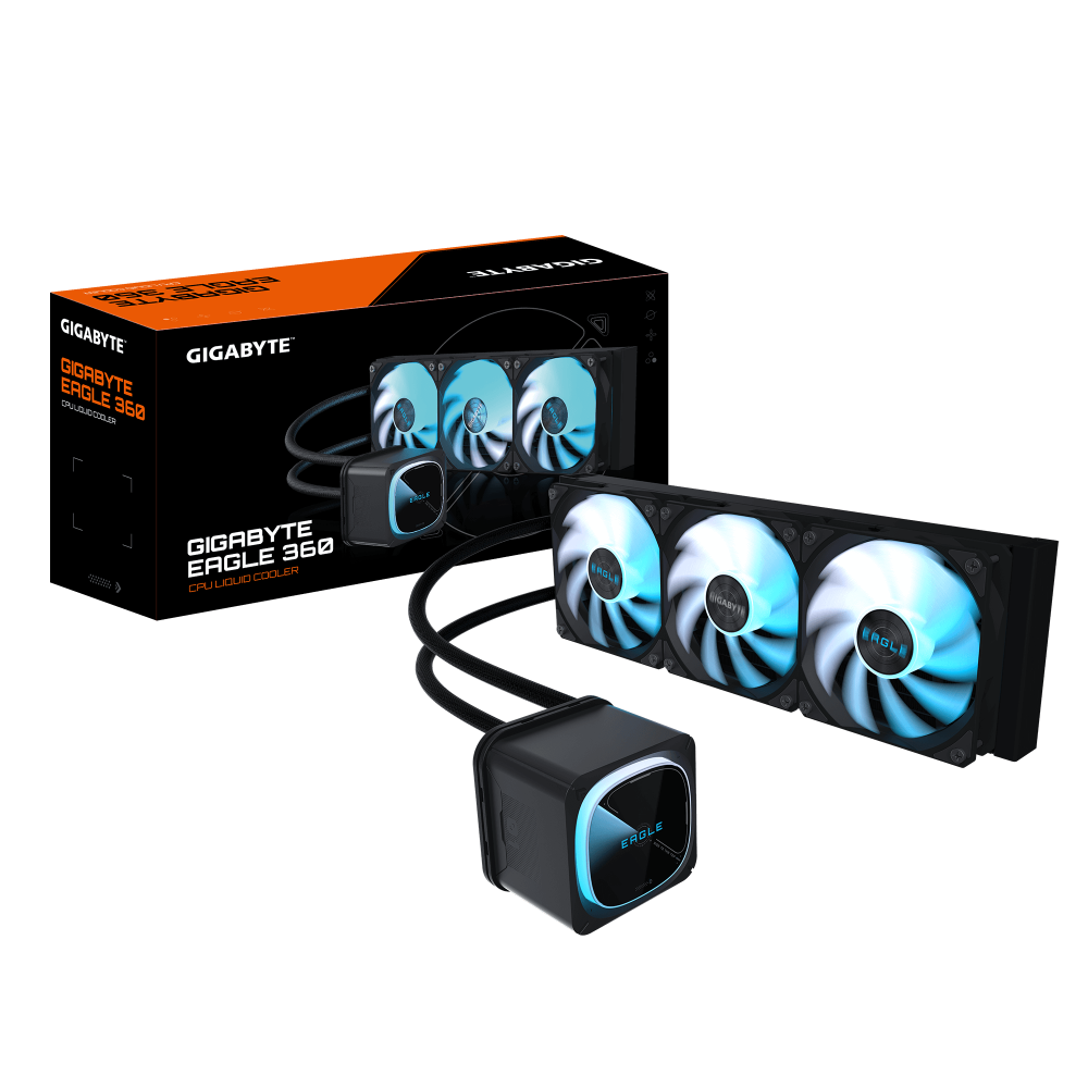 GIGABYTE EAGLE 360 Refrigeración Líquida para CPU - 3x120mm Ventiladores ARGB, pantalla LCD a color, DAISY-CHAIN, Compatible co