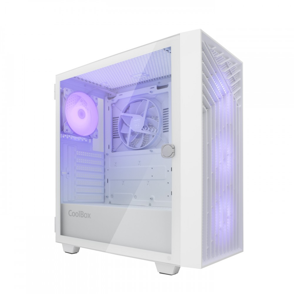 CoolBox GAMING CAJA ATX GA300 GRIDLINE ARGB WHITE USB-C 3.2 GEN1 SIN FTE + 5 VENTILADORES