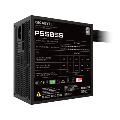 GIGABYTE P550SS Fuente de Alimentación - PCIe 5.0, 80 PLUS Silver, Ventilador de 120 mm, Compatible con ATX 3.0, Enchufe EU