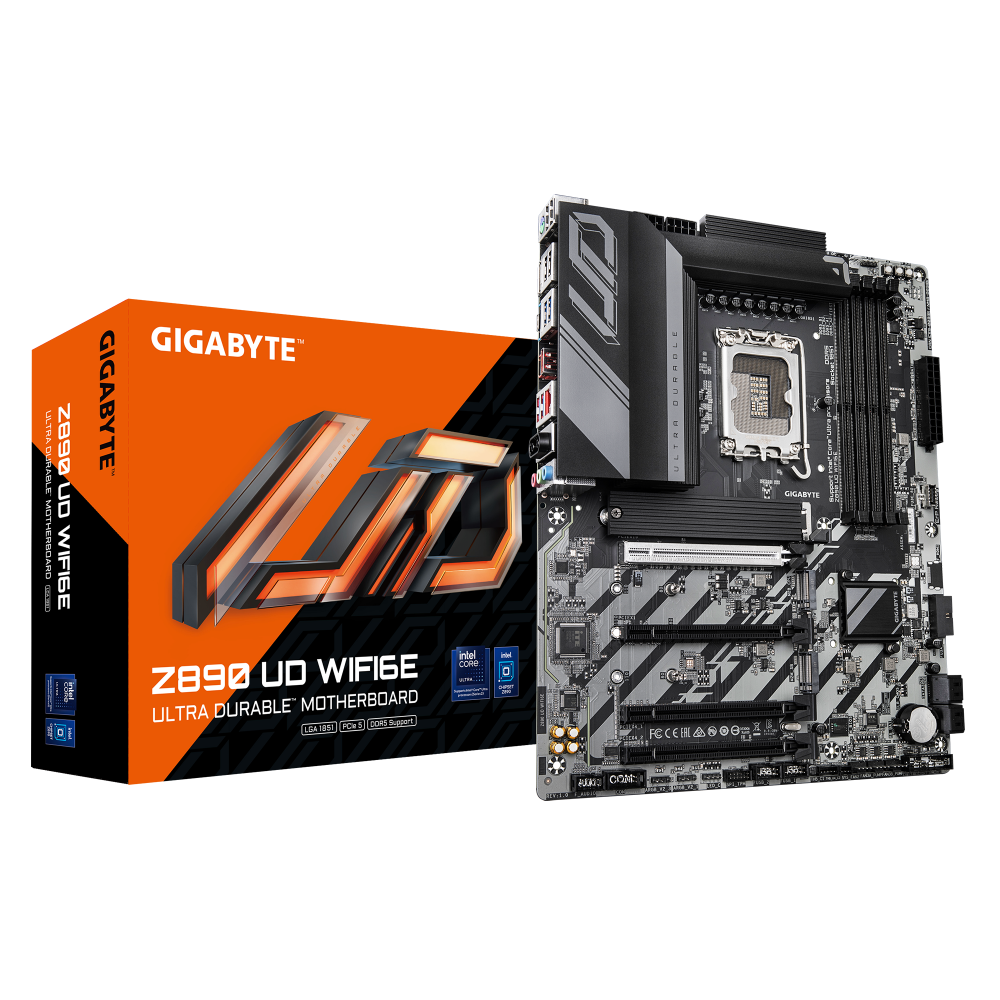 GIGABYTE Placa base Z890 UD WIFI6E - Compatible con CPUs Intel Core Ultra (Serie 2), VRM de 12+1+2 fases, hasta 8800MHz DDR5 (O