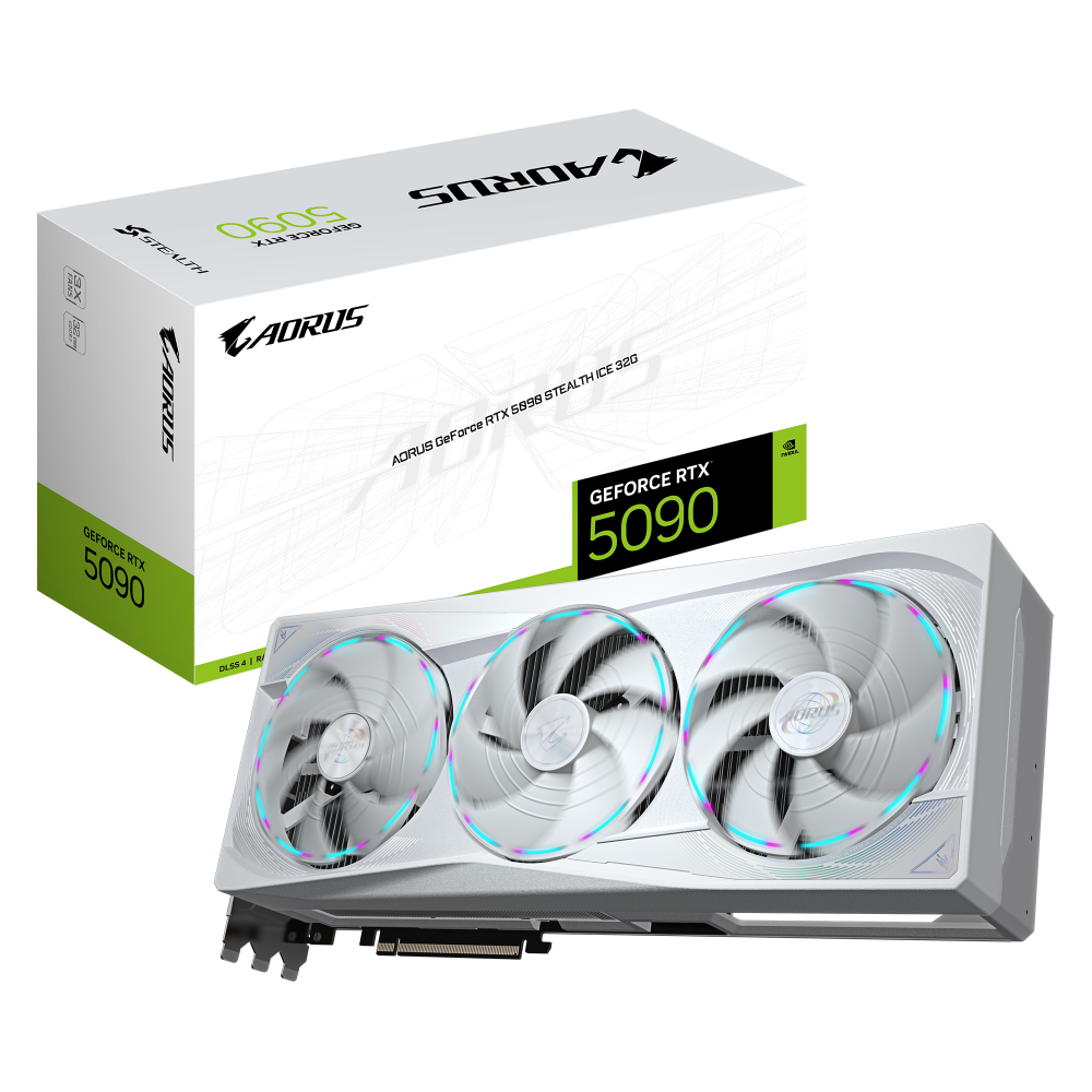 GIGABYTE AORUS GeForce RTX 5090 STEALTH ICE 32G Tarjeta Gráfica - 32GB GDDR7, 512bit, PCI-E 5.0, 2655MHz Frecuencia del núcleo,