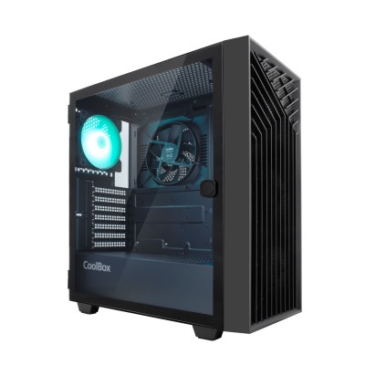 CoolBox GAMING CAJA ATX GA300 GRIDLINE ARGB BLACK USB-C 3.2 GEN1 SIN FTE + 5 VENTILADORES