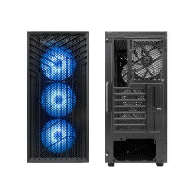 CoolBox GAMING CAJA ATX GA300 GRIDLINE ARGB BLACK USB-C 3.2 GEN1 SIN FTE + 5 VENTILADORES