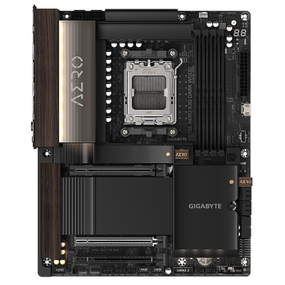 GIGABYTE X870E AERO X3D DARK WOOD Placa Base – Compatible con CPUs AMD Ryzen 9000, VRM digital de 16+2+2 fases, hasta 9000 Hz D