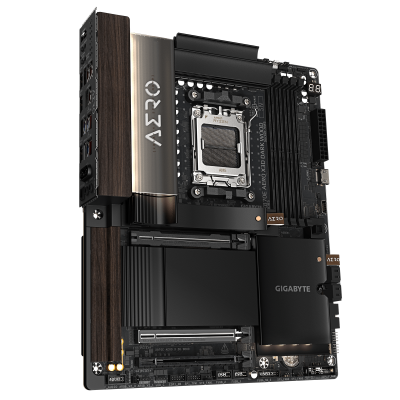 GIGABYTE X870E AERO X3D DARK WOOD Placa Base – Compatible con CPUs AMD Ryzen 9000, VRM digital de 16+2+2 fases, hasta 9000 Hz D