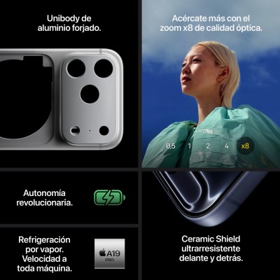 Apple iPhone 17 Pro 16 cm (6.3") SIM doble iOS 26 5G USB Tipo C 256 GB Naranja