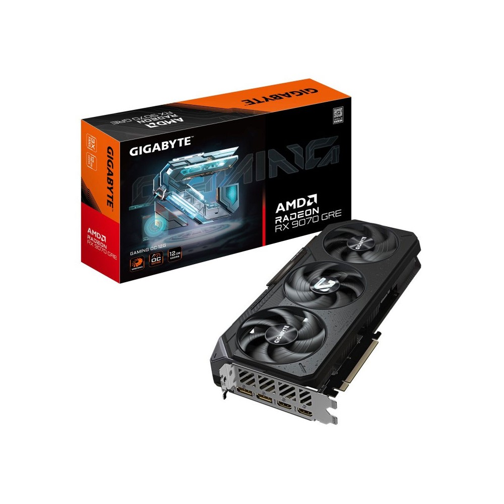 GIGABYTE Radeon RX 9070 GRE GAMING OC 12G – Tarjeta gráfica, 12GB GDDR6, 192bit, PCI-E 5.0, 2920 MHz Core Clock, 2 × DisplayPor