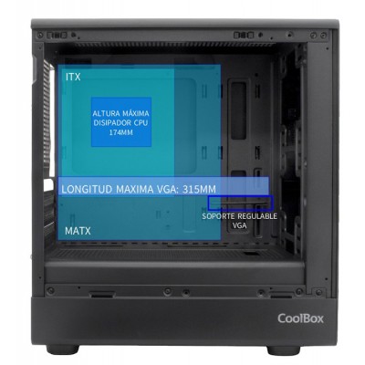 CoolBox GAMING CAJA MATX GM350 DARKFACE USB-C 3.2 GEN1 CRISTAL AHUMADO