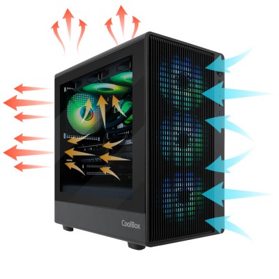 CoolBox GAMING CAJA MATX GM350 DARKFACE USB-C 3.2 GEN1 CRISTAL AHUMADO
