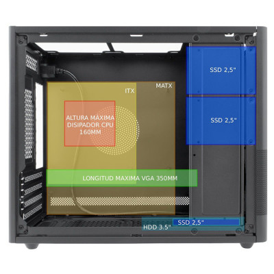 CoolBox CAJA MATX MP2 NEGRA USB-C 3.2 GEN1 VENTILADOR 120 PWM FULL METAL SFTE