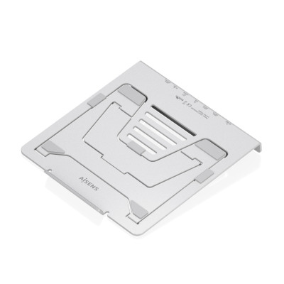 AISENS Soporte de Sobremesa Ajustable para Portatil  Tablet con USB-C Docking 7 en 1, Gris