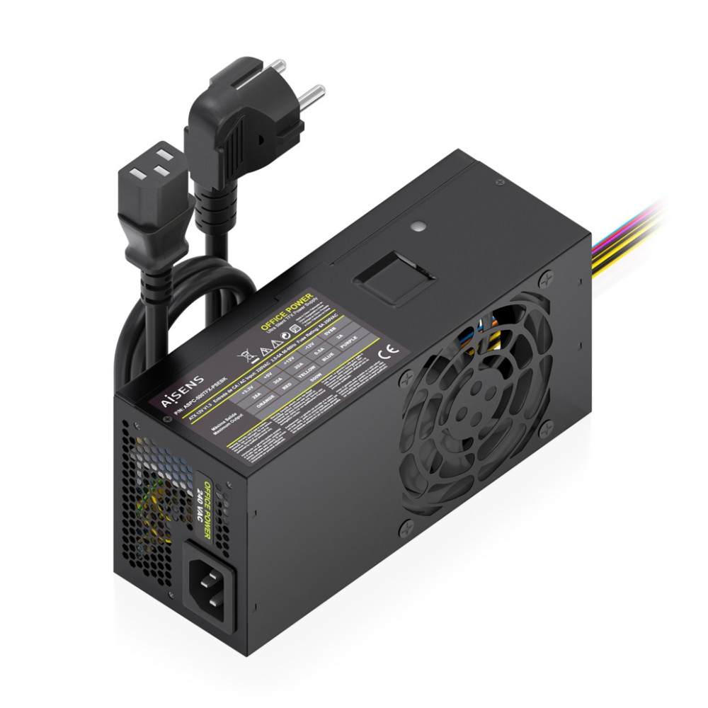 AISENS Fuente Alimentacion TFX 500W con Cable de Alimentacion OEM, Negra