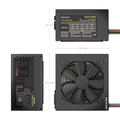 AISENS Fuente Alimentacion ATX 500W OEM, Negra