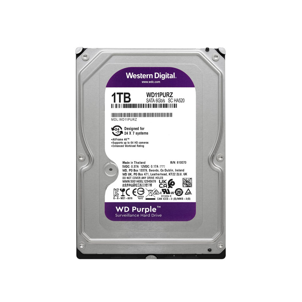 Western Digital Purple disco duro interno 1 TB 5400 RPM 64 MB 3.5" Serial ATA III