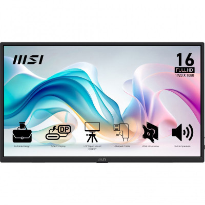 MSI PRO MP165 E6 monitor o TV portátil Monitor portátil Negro 39,6 cm (15.6") LED 1920 x 1080 Pixeles