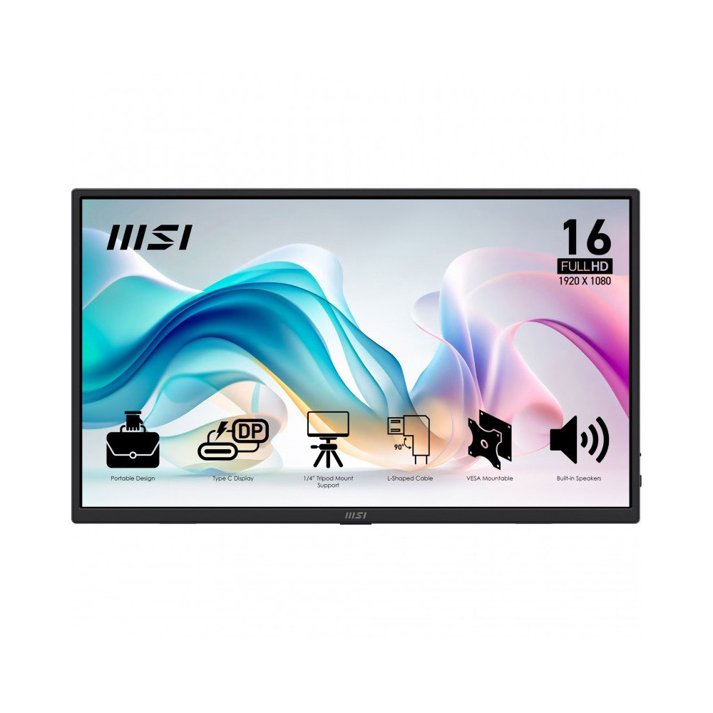 MSI PRO MP165 E6 monitor o TV portátil Monitor portátil Negro 39,6 cm (15.6") LED 1920 x 1080 Pixeles