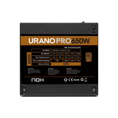NOX Urano PRO 650W Bronze unidad de fuente de alimentación ATX Negro